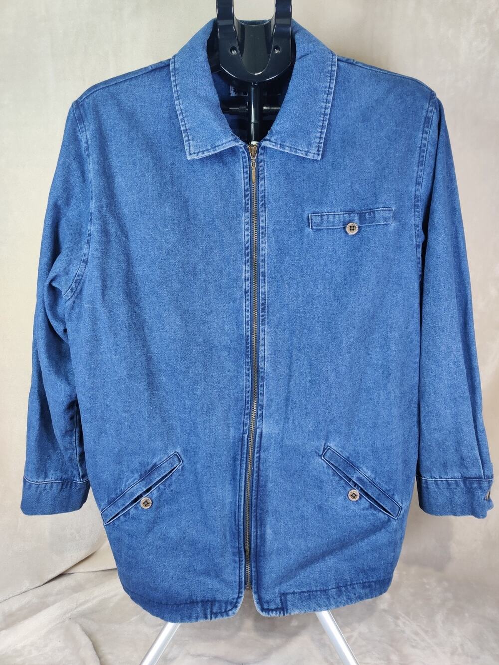 Vintage Blast Denim Jacket Women's Size Medium Blue Jean Zip Up 100% Cotton 80's